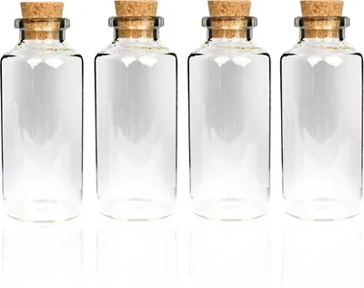 Produktbild von Mini Glasflaschen mit Korken 10ml ( 4er Pack ) - Kleine Glasfläschchen zum Befüllen - Reagenzglas Glas für Hochzeit - Mini Gläser Gastgeschenke