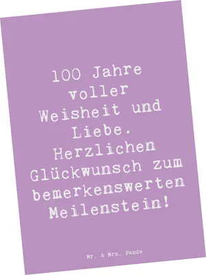 Produktbild von Mr. & Mrs. Panda Fotokarte Spruch 100. Geburtstag - Lavendeltraum - Geschenk, Happy Birthday, Erinnerungen, Alter, Postkarte, Grußkarte, Meilenstein, Ansichtskarten