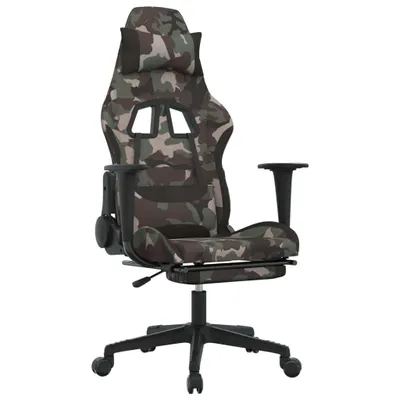Obrázek produktu pro Masážní herní židle s podnožkou černá a maskáčová textil