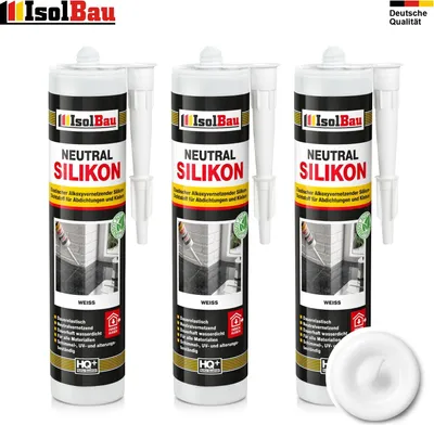Neutralsilikon Naturstein Silikon Granit Marmor Sanitär Inn/Auß 3 x 300ml Weiss