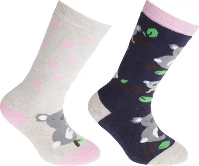 Image de FLOSO Chaussettes pour filles (2 paires) K355 (28-31 EU) (Marine/Beige)
