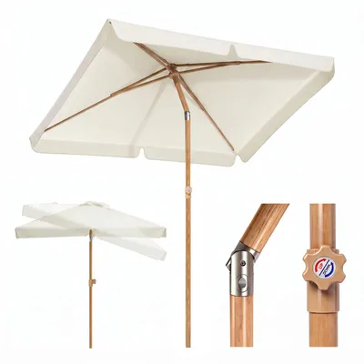 Produktbild von Sekey Balkonschirm Rechteckig Holzoptik 200×125 cm, Verstellbare Höhe & Neigung, UPF 50+ Sonnenschutz