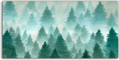 Produktbild von Coloray Spritzschutz aus Glas 100x50  Wandkunst Küchenrückwand Handgezeichnet Wald Landschaft grün
