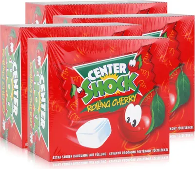 Produktbild von Center Shock Rolling Cherry 100 Stück - Extra saurer Kaugummi 400g (4er Pack)