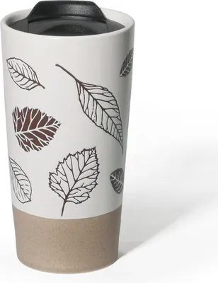 Produktbild von Isolierbecher 350ml weiß Keramik Reisekaffeebecher