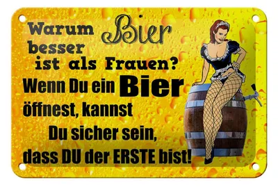 Produktbild von Blechschild Pinup 18x12cm Warum Bier besser ist als Frauen
