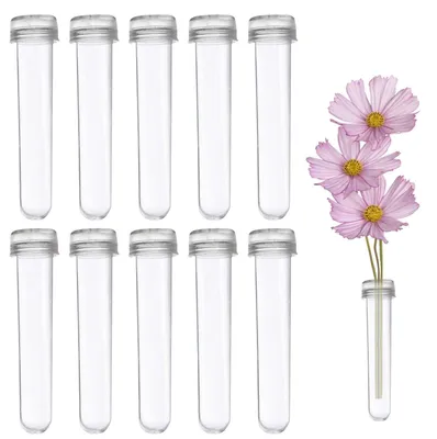 Productafbeelding van 10 stuks bloemenbuisjes met deksel, kunststof bloemenarrangement buisjes