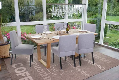 Obrázek produktu pro sada 6 jídelních židlí HWC-F61, židle lounge chair, látka/textil  šedá