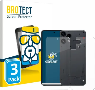 Produktbild von 3x BROTECT Schutzglas für Nothing Phone (3a) Lite (Display+Rückseite) Schutzfolie Panzer Folie Glas Display Schutz klar