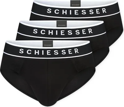 Productafbeelding van Schiesser heren, 3-pack Rio slips, maat 8, zwart
