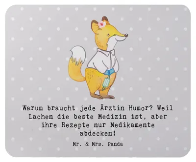 Produktbild von Mr. & Mrs. Panda Mauspad Humorvolle Ärztin - Grau Pastell - Geschenk, pc, beste Medizin, Patienten, Beruf, Mousepad, Berufsprodukte, Mouse Pad, Berufe, laptop, Therapie