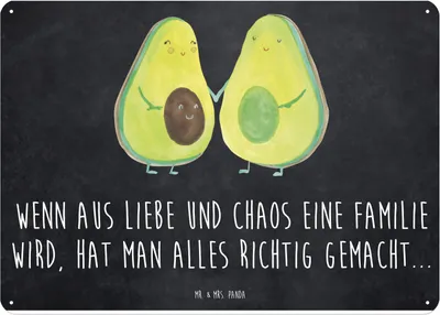 Produktbild von Mr. & Mrs. Panda Wandbild Avocado Pärchen DIN A4 - Kreidetafel - Geschenk, Schild, Geburt, Metallschild, tafel, Hochzeit, Familie, Türschild, wandtafel