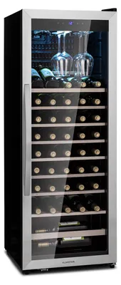 Produktbild von Klarstein Weinkühlschrank, Getränkekühlschrank Schmal, Kühlschrank mit Glastür, Getränkekühlschränke Freistehend, Weinkühlschrank Klein, Weinkühlschränke 1 Zonen, UV-Schutz, 4-18 °C, 46 Flaschen