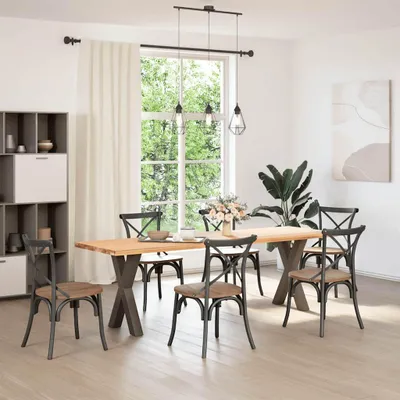 Image de vidaXL Pieds de table de salle à manger en X 2 pcs. Acier naturel 50x(72-73) cm Acier