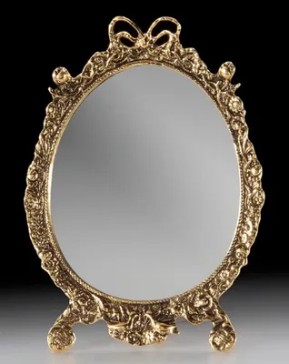 Produktbild von Casa Padrino Luxus Barock Schminkspiegel Gold 20 x H. 27 cm - Handgefertigter Barockstil Bronze Tischspiegel - Kosmetikspiegel - Barock Deko Accessoires - Edel & Prunkvoll