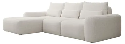 Produktbild von Selsey Carnos – Ecksofa mit Schlaffunktion, Lendenkissen, wasserabweisendem Chenille, Creme, links