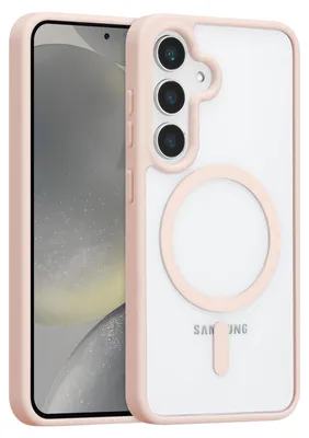 Obrázek produktu pro Magnetický kryt pro Samsung Galaxy S25+ / S24+, kompatibilní s MagSafe, průhledné nárazuvzdorné pouzdro, ochranný zadní kryt Růžový