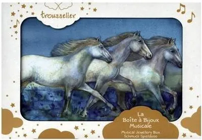 Obrázok produktu pre Trousselier 6260621 Šperkovnica pre deti, kôň Camargue, hracia skrinka s hudbou a tancujúcou postavičkou, priesvitná, modrá