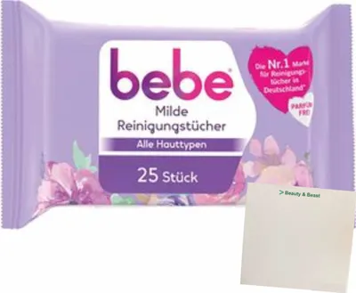 Produktbild von bebe milde Reinigungstücher Alle Hauttypen 25Stk (500g Packung) + usy Block