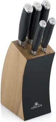 Zdjęcie produktu dla Zestaw noży Gerlach Deco Black stal nierdzewna w bloku 5 elementów