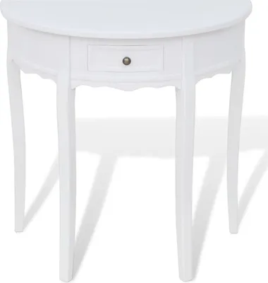 Produktbild von vidaXL Konzolový stolík so zásuvkou Half Round White
