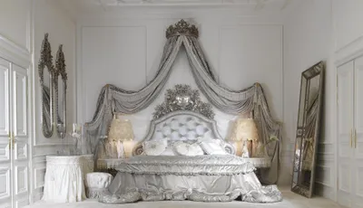Produktbild von Chesterfield Bett Silber Luxus Schlafzimmer Betten Italienische Möbel Design Neu