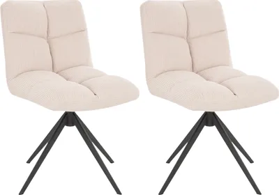 Produktbild von HOME DELUXE - Esszimmerstuhl NODA - 2er Set, Farbe: Cord Creme - 360 Grad drehbar, weiche Polsterung, bis 120 kg belastbar I Küchenstuhl Speisestühle Esszimmerstühle