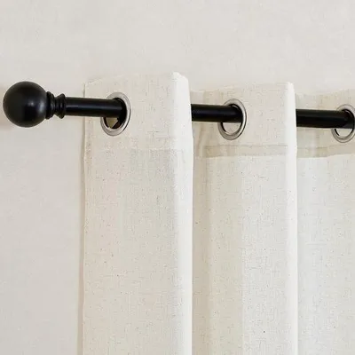 Zdjęcie produktu dla Ibenzoa® Zasłony imitujące len – zestaw 2 sztuk, półprzezroczyste zasłony, 140 x 240 cm, 8 metalowych przelotek na sztukę, 30% lnu, idealne do salonu i sypialni