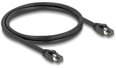 Produktbild von Delock - Patch-Kabel - RJ-45 (M) zu RJ-45 (M) - 1 m - 7.5 mm - SFTP, PiMF - CAT 8.1 - Schwarz
