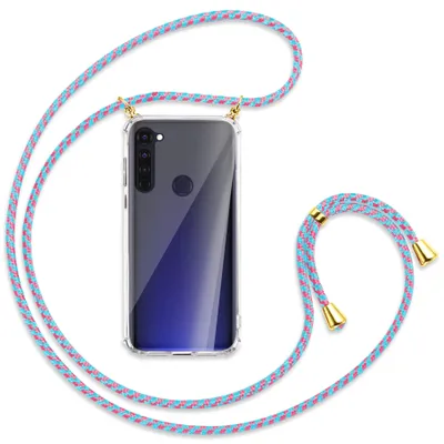 Produktbild von Handykette Backcover-Schutzhülle mit Band (Metall goldfarben) für Motorola Moto G Pro, G Stylus - pink/mint