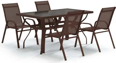 Immagine prodotto di vidaXL Set da pranzo da giardino 5 pezzi, marrone e nero
