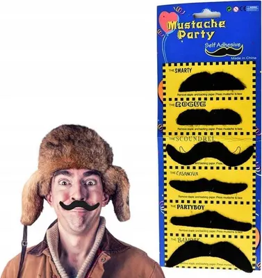 Productafbeelding van Set van zwarte snorren, 6 stuks, zelfklevend