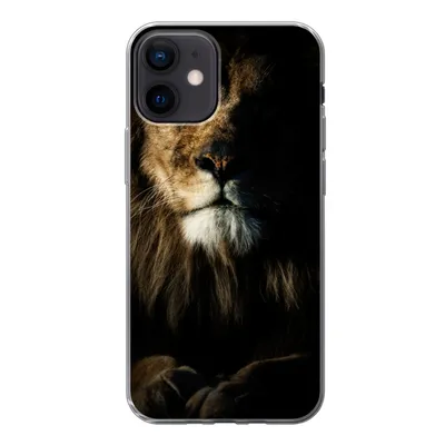 Produktbild von MuchoWow® Handyhülle Schutzhülle Hülle für iPhone 12 Löwe - Licht - Porträt Silikon Softcase Handy Hülle - Schutzhülle