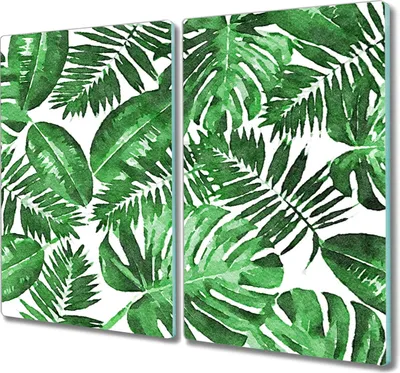 Produktbild von Coloray Hackbrett Küchenbrett Kochplattenabdeckung Schneidebrett Herdabdeckplatte 2x30x52 cm - Blätter