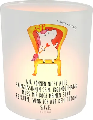 Produktbild von Mr. & Mrs. Panda Glas Windlicht Einhorn Prinzessin - Transparent - Geschenk, Teelichthalter, Draußen, kerzenhalter, Geburtstagsgeschenk, Unicorn, Monat, Geburtstag