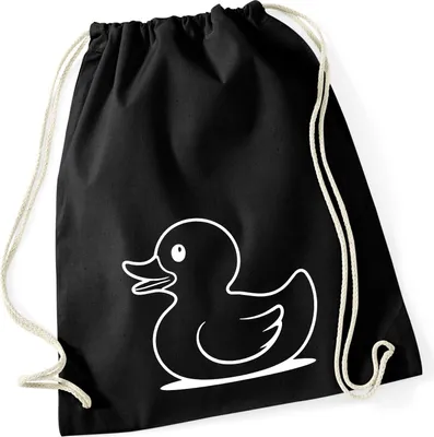 Produktbild von Huuraa Turnbeutel Gummiente Silhouette 12 Liter Black Baumwolle Rucksack Geschenkidee