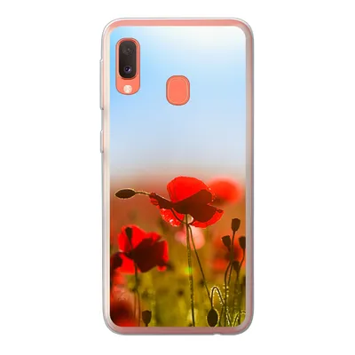 Produktbild von MuchoWow® Handyhülle Schutzhülle Hülle für Samsung Galaxy A20e Mohnblumen unter einem klaren blauen Himmel. Silikon Softcase Handy Hülle - Abdeckung