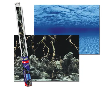 Produktbild von Rückwandfolie Aquarium Hintergrund Aquarien 2in1 Doppelseitiger Folie Deko Fotorückwand Wasser/Wurzeln XL-150x60 cm
