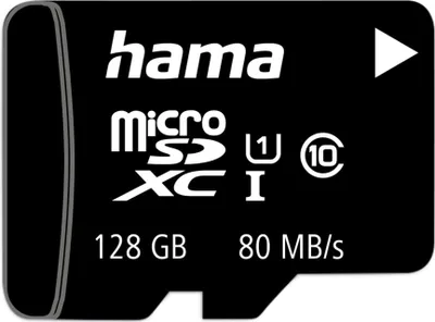Produktbild von Hama microSDXC 128GB Class 10 UHS-I 100MB/s + Adapter