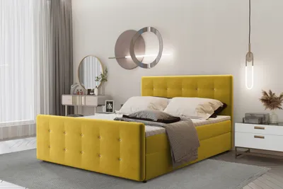 Zdjęcie produktu dla Łóżko kontynentalne AMOR z materacem 160x200 tkanina Soro żółty