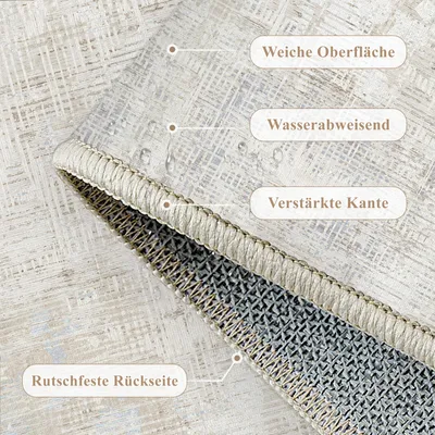 Zdjęcie produktu dla Dywany 120x170 cm, beżowy, z krótkim włosiem, antypoślizgowy, można prać w pralce, do salonu