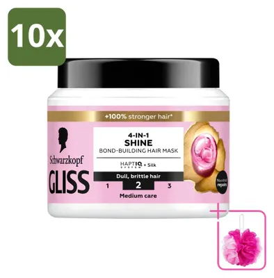 Productafbeelding van 10 x Gliss Liquid Silk 4-in-1 Haarmasker - 400 ml - Voordeelverpakking - 10 stuks