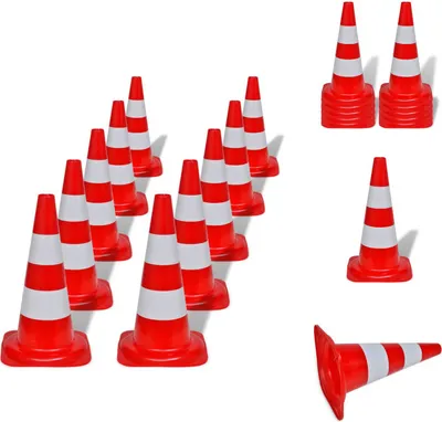 Zdjęcie produktu dla vidaXL Pachołek drogowy 10 szt. Odblaskowy czerwono-biały 50 cm - Znaki drogowe