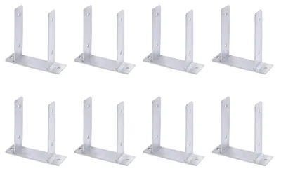 Zdjęcie produktu dla Alberts 8 x wsporniki słupków w kształcie litery U, do przykręcenia, do słupków drewnianych 121 mm, wysokość 200 mm, ocynkowane ogniowo