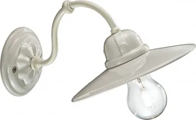Produktbild von Wandlampe Keramik Metall E27 B: 20 cm Weiß Vintage Design Keramikleuchte