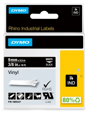 Image de DYMO 1805437 ruban d'étiquette Blanc sur noir