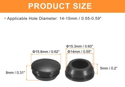 Produktbild von 25 Stš¹ck Silikonstopfen, runde Gummistopfen zum Einrasten in 14-15 mm L?cher, wasserdichte Lochstopfen fš¹r Metallrohre, M?bel-Endkappen, schwarze Eins?tze