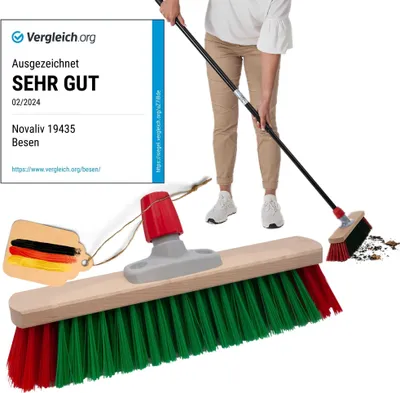 Produktbild von Novaliv Gartenbesen Elaston 40 cm Besenkopf Elaston Borsten Ideal als Besen draußen Straßenbesen harte borsten Terassenbesen Hofbesen Stallbesen Kehrbesen Industriebesen Outdoor broom