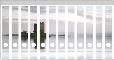 Produktbild von Wallario Ordnerrücken Sticker, selbstklebend für schmale Ordner, 12 Stück, Motiv Schloss in Schottland