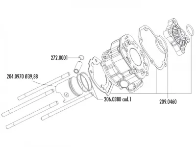 Immagine prodotto di Kit pistone Polini Sport da 50 ccm, diametro 39,88 mm, per Derbi Senda 50 SM X-Treme dal 2006 al 2010